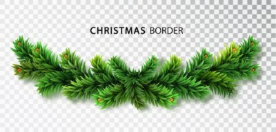 Free Vector | Christmas garland with fir branches isolated on a transparent background