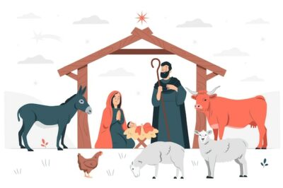 Free Vector | Christmas manger concept illustration