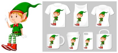 Free Vector | Christmas theme with elf on many products