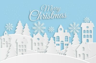 Free Vector | Christmas town in paper style