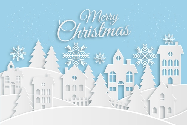 Free Vector | Christmas town in paper style