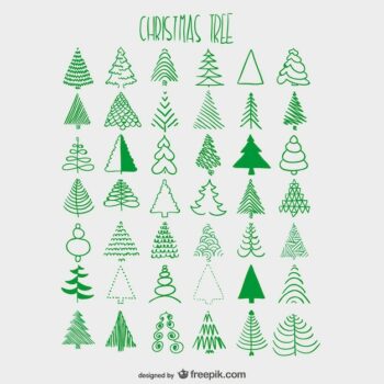 Free Vector | Christmas trees sketches collection