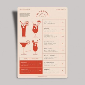 Free Vector | Cocktail menu template