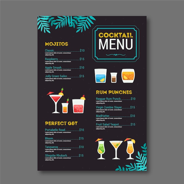 Free Vector | Cocktail menu