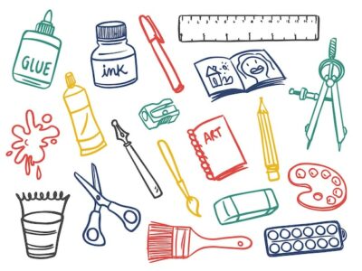Free Vector | Collection of handrawn art supplies doodles