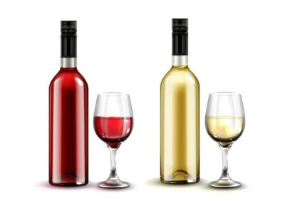 Free Vector | Collection of realistic wine glasses and bottles