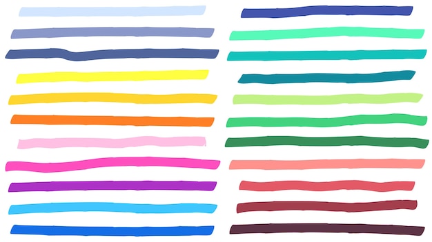 Free Vector | Color highlight marker lines strokes. colorful highlights, markers stripes and yellow line highlight