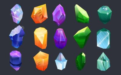 Free Vector | Colorful gems collection set. precious stones, jewels of abstract shapes and colors