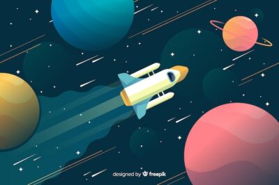 Free Vector | Colorful gradient space with a rocket background