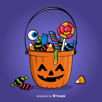 Free Vector | Colorful hand drawn halloween candy bag
