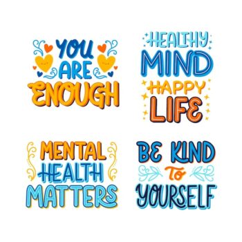 Free Vector | Colorful lettering mental health stickers