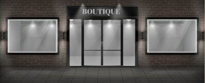 Free Vector | Concept background, boutique shop facade with signboard.