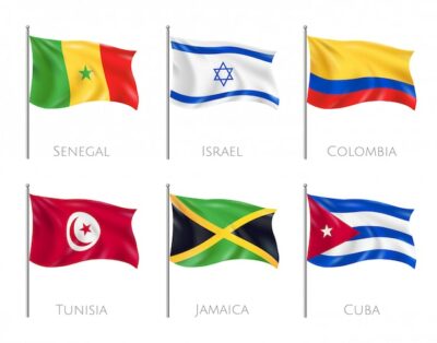 Free Vector | Country flags set with senegal and cuba flags realistic isolated