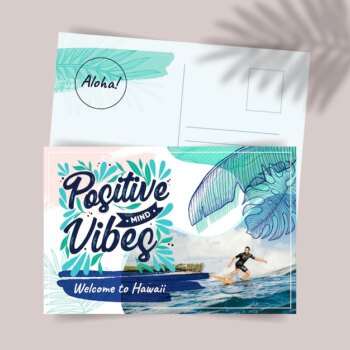 Free Vector | Creative exotic hawaii travel postcard template