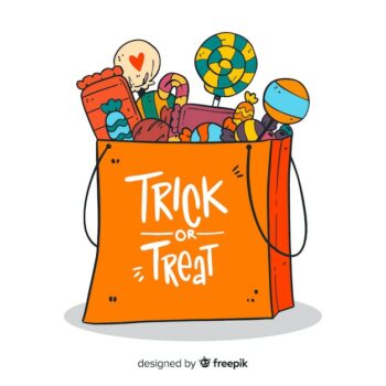 Free Vector | Creative halloween candy bag background