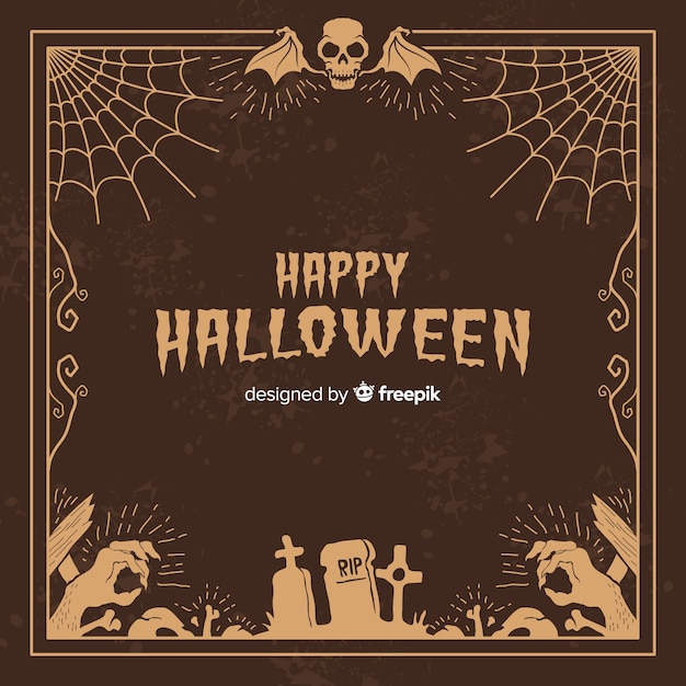 Free Vector | Creepy halloween frame with vintage style