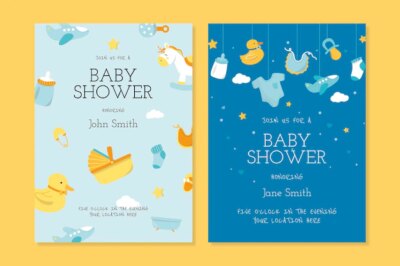 Free Vector | Cute baby shower invitation card templates