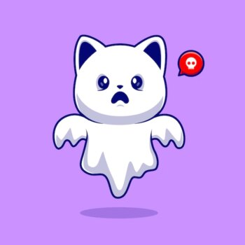 Free Vector | Cute ghost cat cartoon vector icon illustration. animal holiday icon concept isolated premium vector