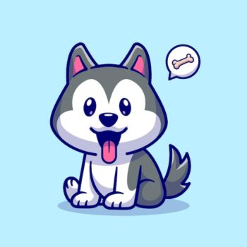 Free Vector | Cute husky dog sitting cartoon vector icon illustration animal nature icon concept isolated premium