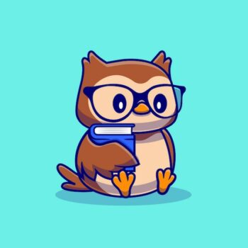 Free Vector | Cute owl with book cartoon illustration