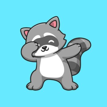 Free Vector | Cute raccoon dabbing cartoon vector icon illustration. animal nature icon concept isolated premium vector. flat cartoon style