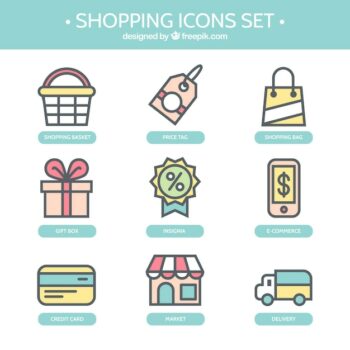 Free Vector | Cute shopping icons