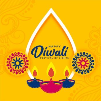 Free Vector | Decorative flat yellow diwali festival wishes card