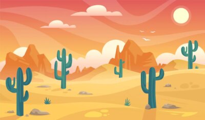 Free Vector | Desert landscape - background for video conferencing