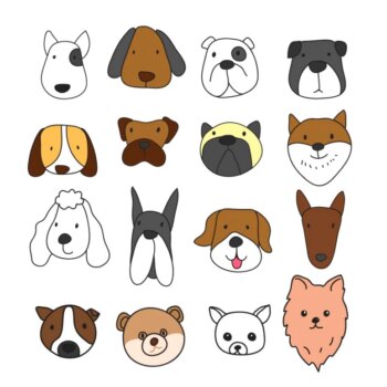Free Vector | Different dog faces collection