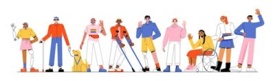 Free Vector | Diverse people group with disabilities lgbt