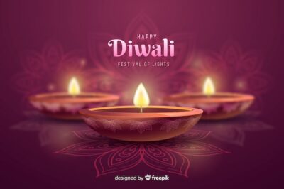 Free Vector | Diwali festive candles celebration background