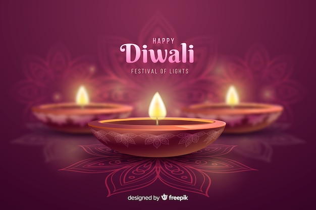 Free Vector | Diwali festive candles celebration background