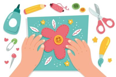 Free Vector | Diy creative workshop concept with hands making flower