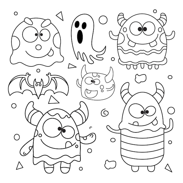 Free Vector | Doodle cute monster sticker icons hand drawn vector