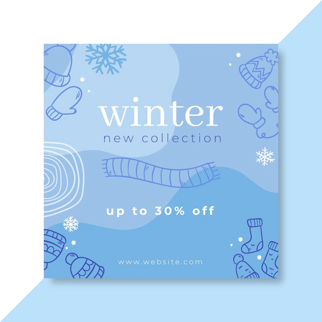 Free Vector | Doodle monocolor winter facebook post