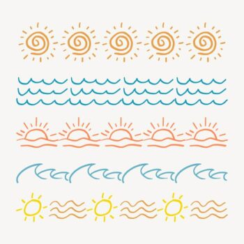 Free Vector | Doodle pattern brush illustration vector summer seamless set
