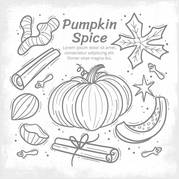 Free Vector | Drawn pumpkin spice illustration