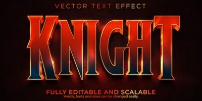 Free Vector | Editable text effect knight, 3d warrior and gaming font style