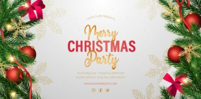 Free Vector | Elegant christmas party background with realistic decoration