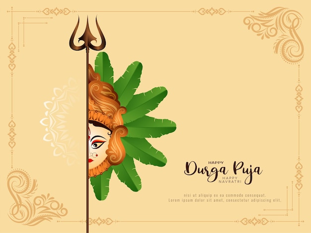 Free Vector | Elegant durga puja and happy navratri cultural hindu festival card design