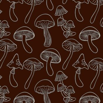 Free Vector | Engraving hand drawn mushroom pattern