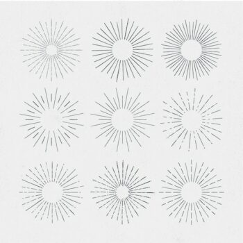 Free Vector | Engraving hand drawn sunbursts collection