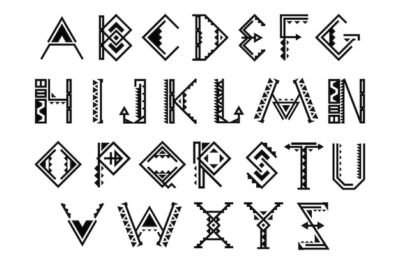Free Vector | Ethnic font. native american indian alphabet