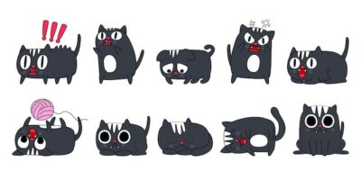 Free Vector | Expression of emotion concept set. cat character in diffetent animal emotions.