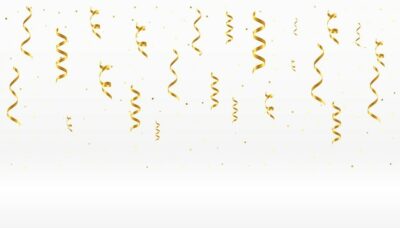 Free Vector | Falling golden confetti ribbons on white background