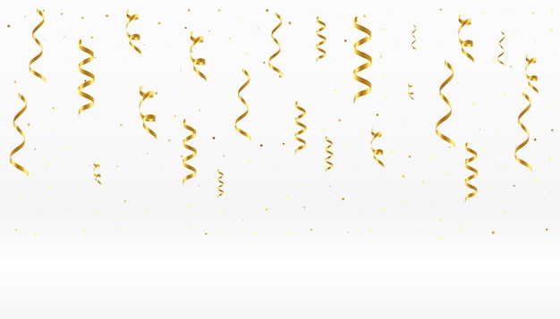 Free Vector | Falling golden confetti ribbons on white background