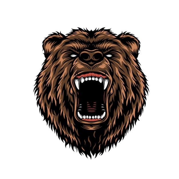 Free Vector | Ferocious aggressive bear head colorful concept