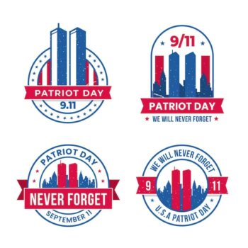 Free Vector | Flat 9.11 patriot day badges collection