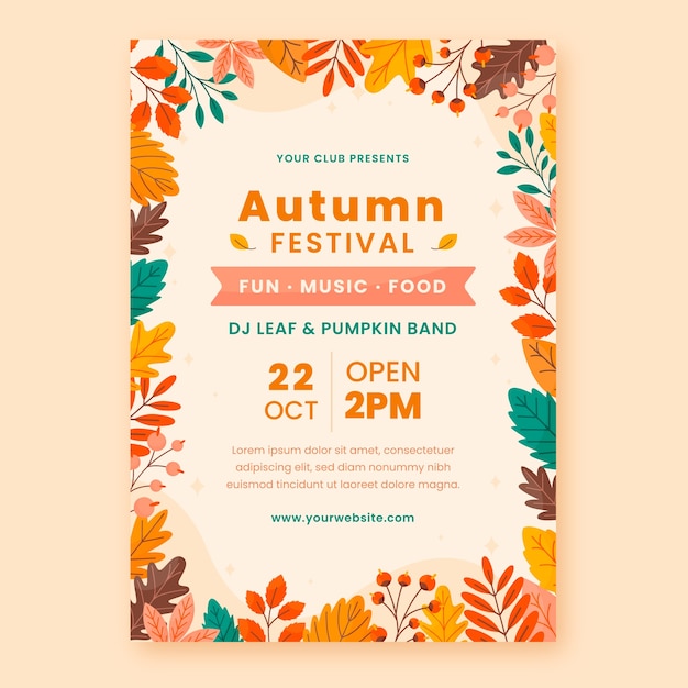 Free Vector | Flat autumn celebration vertical poster template