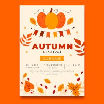 Free Vector | Flat autumn vertical flyer template